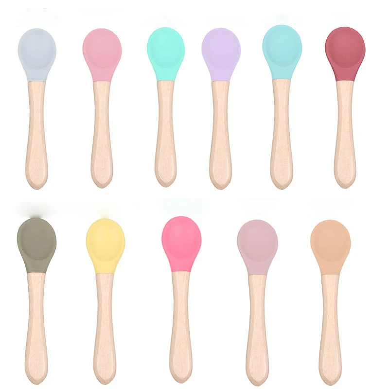 

Silicone Baby Spoons- Silicone Tips for Toddlers and Baby- Self-Feeding Utensils