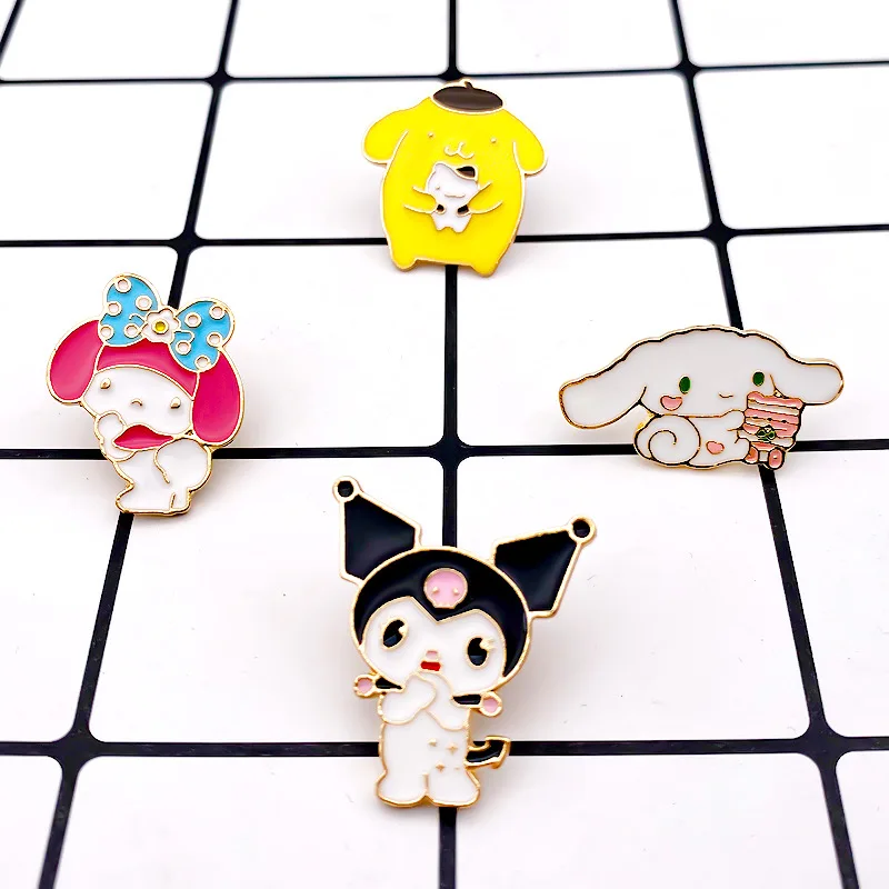 

Cute Sanrio Badge Brooch Hello Kittys Kuromi Accessories Kawaii Cartoon Anime Clothing Bag Pendant Metal Pin Toys for Girls Gift