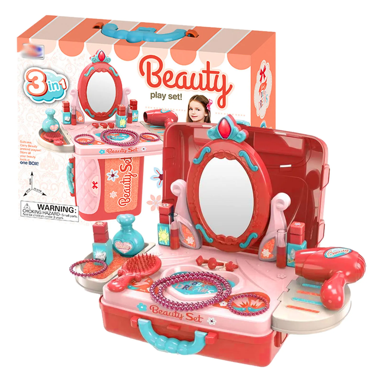 

Детский набор для макияжа с зеркалом, детский макияжный стол с аксессуарами для красоты, Детский комплект для макияжа, косметический салон ...