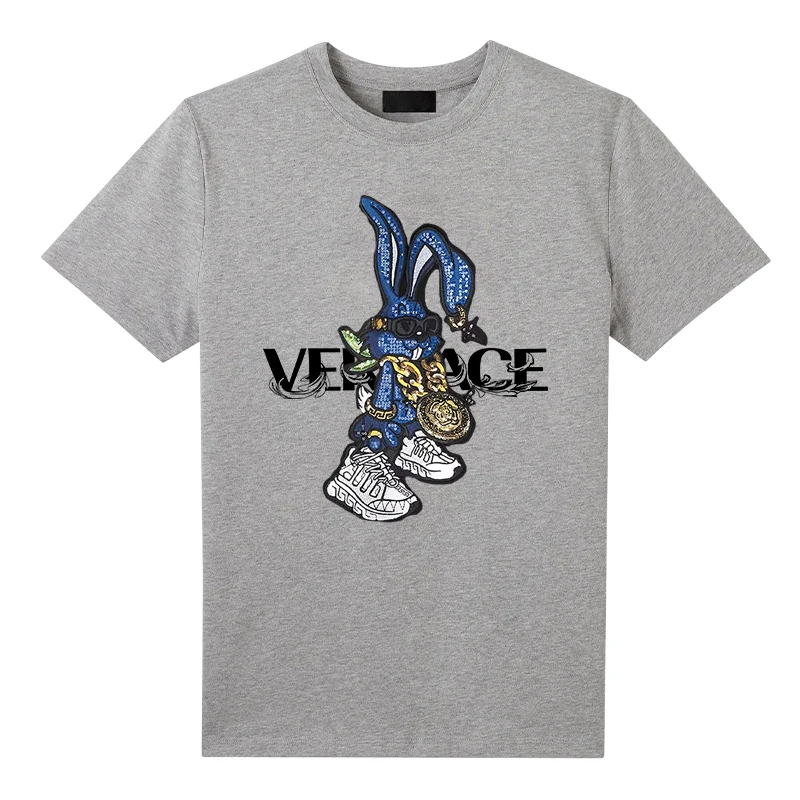 

Fashion Luxury Brand TShirt Men Women High Quality Breathable Rabbit Letter Print Limite Classic Thick Loose Cotton Man Shirts