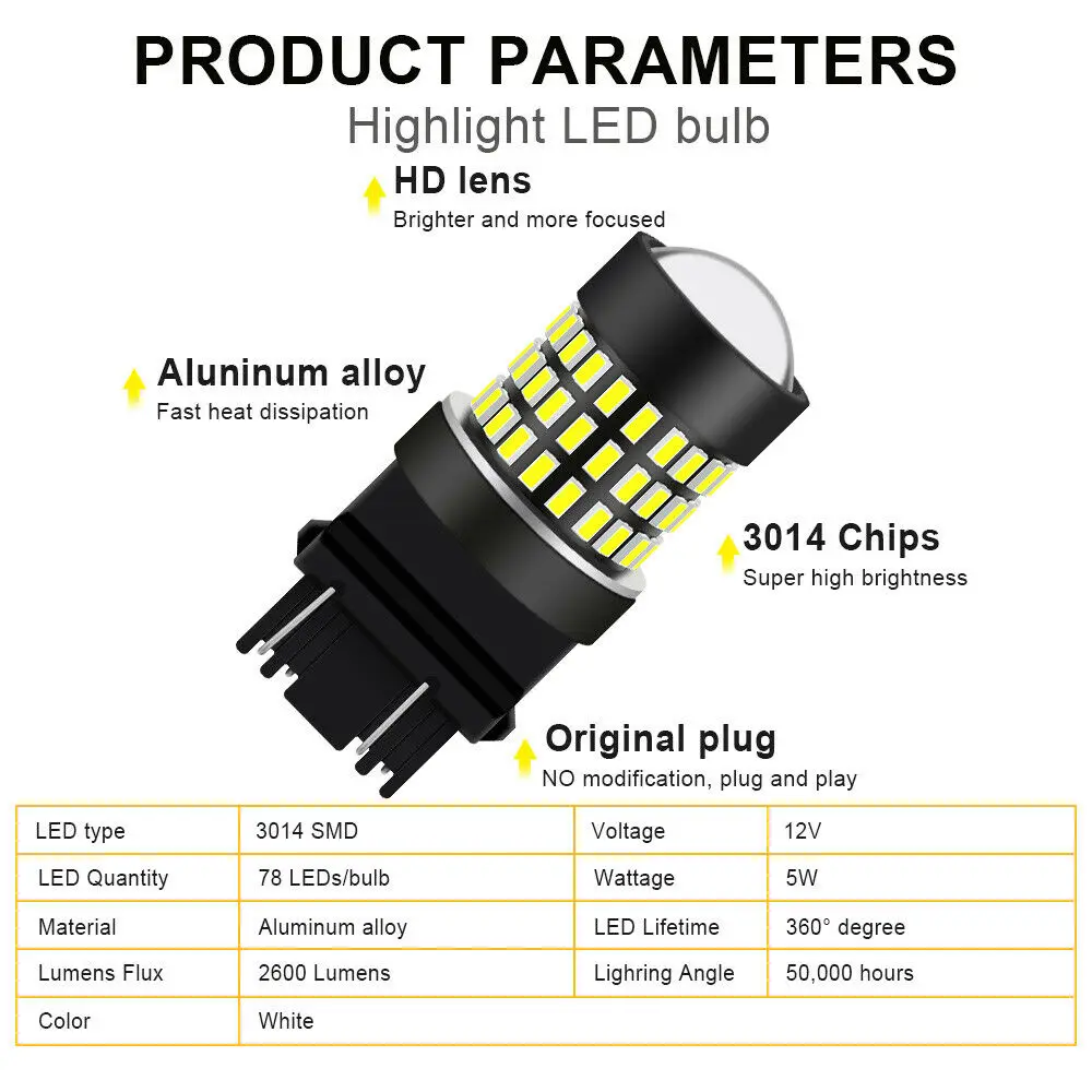 Winetis 2X 3156 3157 3057 78Smd-3014 6000K белые светодиодные лампы заднего хода | Автомобили и