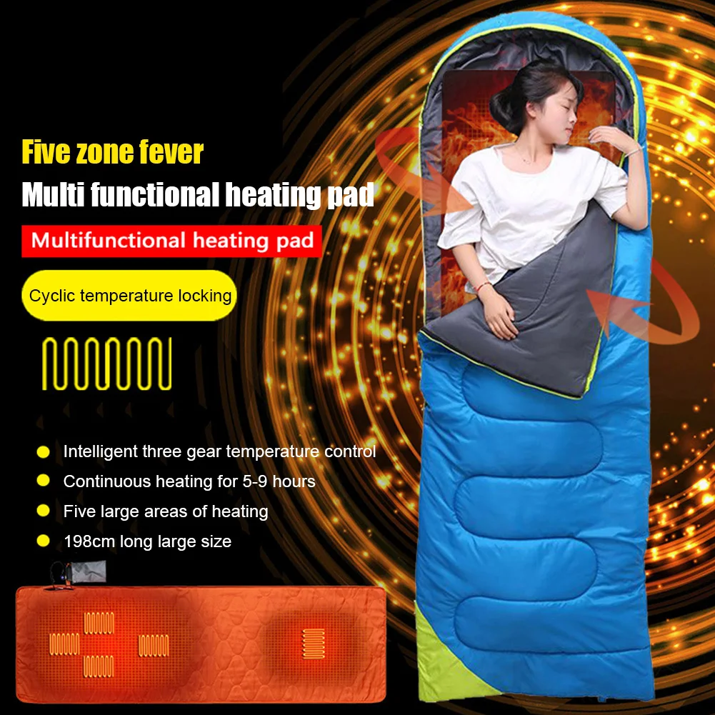 

Многофункциональный спальный мешок, 5 В, 2 А, USB-коврик с подогревом, 3-уровневый, с подогревом температуры, складной, портативный, для пеших прогулок и путешествий