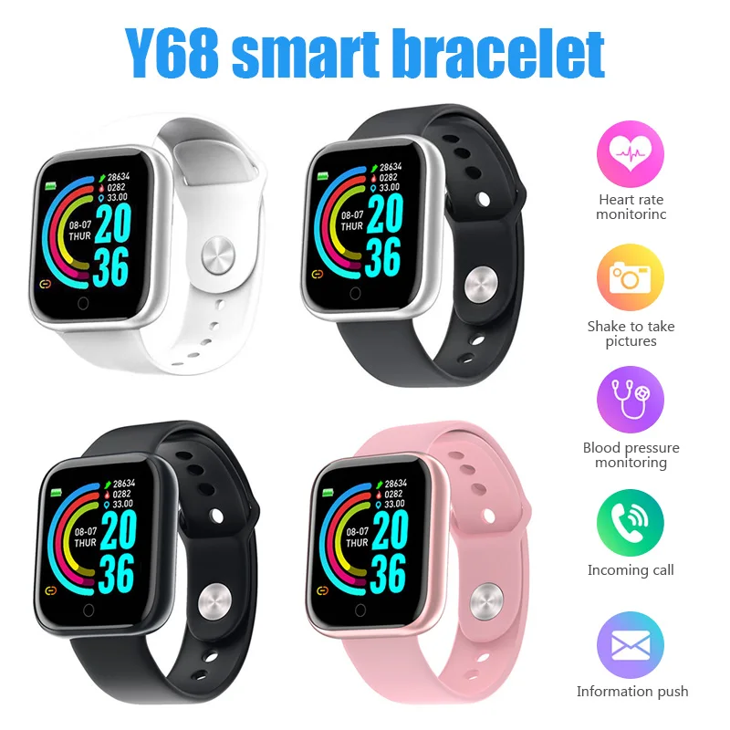 

New Y68 Smart Watch Sport Fitness Tracker Pedometer Color Screen Digital Watch Children Men Women Watches Waterproof Smart Watch