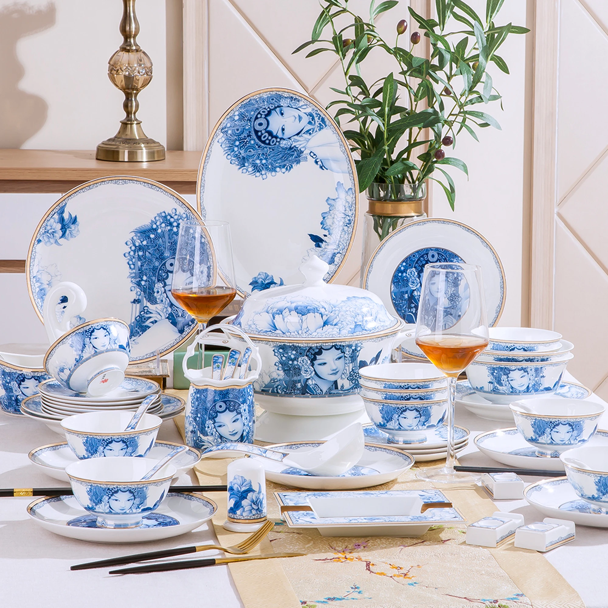 

Bowl Guci Dish Set European style light luxury plate high-end high-value ceramic ware for household Jingdezhen bone tableware