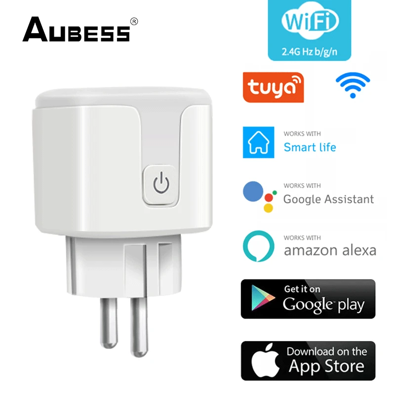 

Aubess Smart Socket EU 16A/20A AC100-240V Wifi Smart Plug Power Outlet, Alexa Google Home Voice Control, For Tuya Smart Life APP