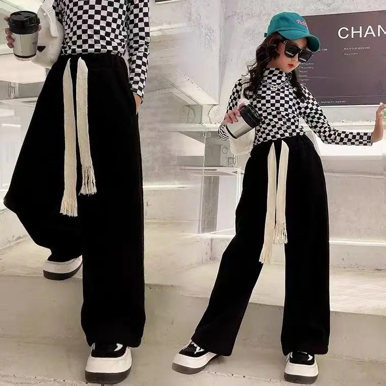 

Girls' Wide-leg Pants Autumn and Winter Big Children's Straight-leg Pants All-match Children's Loose Pants Casual Pants Trend