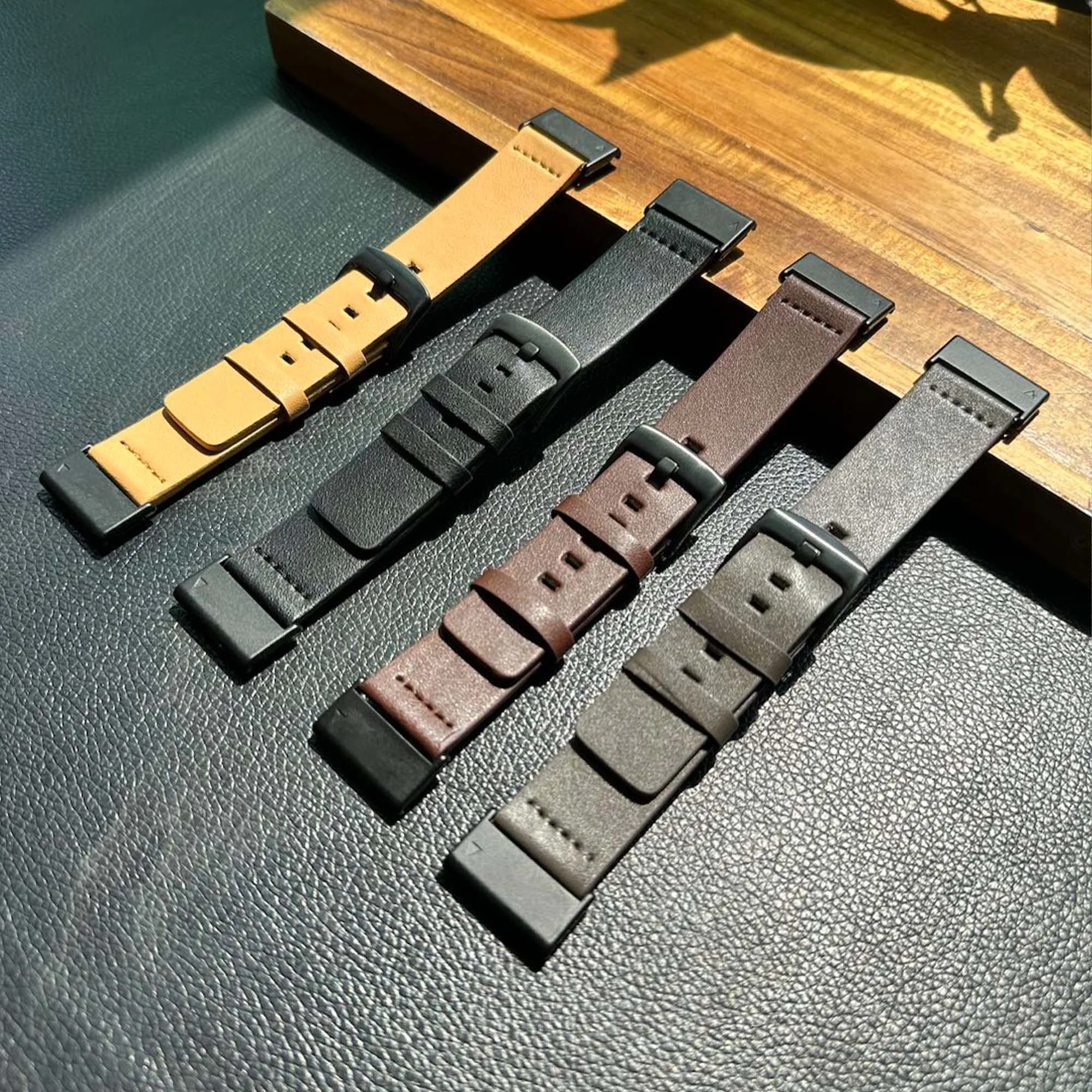Ремешок ANBEST для наручных часов кожаный сменный Браслет Garmin Fenix 7X/7X Pro 6X Pro/6X/5X/5X Plus
