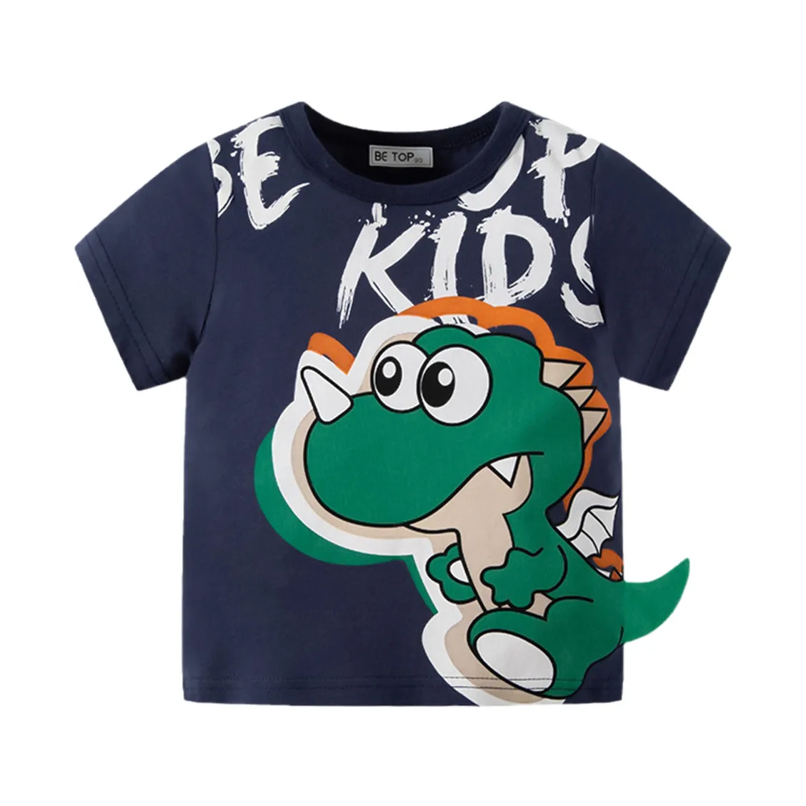 

Новинка лета 2022 Детская футболка с трехмерным динозавром с коротким рукавом хлопковый топ с мультяшным рисунком для мальчиков летняя одежда