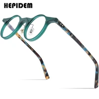 hepidem acetate glasses frame men retro vintage round eyeglasses women myopia optical prescription spectacles eyewear 9211