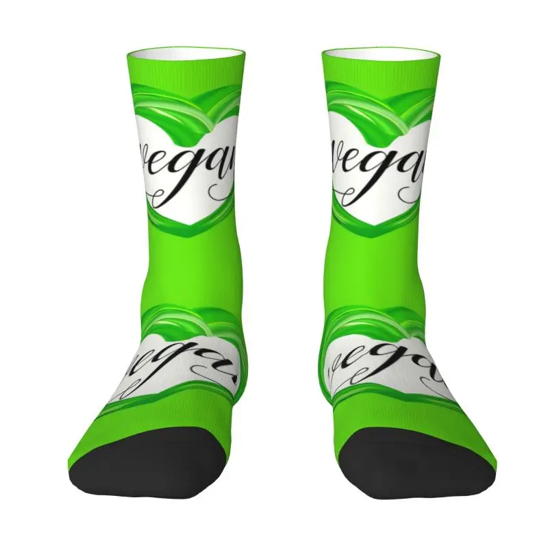 

GREEN Heart Vegan Mens Crew Socks Unisex Fun Spring Summer Autumn Winter Dress Socks