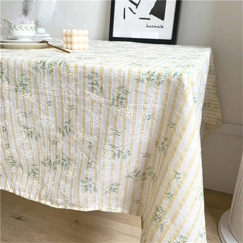 

Rectangular Living Room Cotton Linen Tablecloth For Table Floral Striped Pattern Table Cover Kitchen tapete mantel mesa