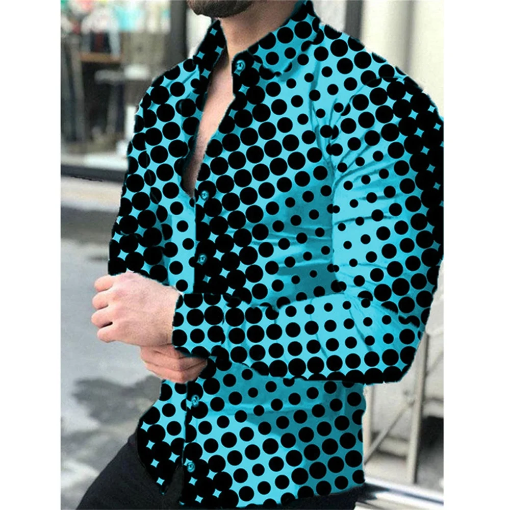 Fashion men's shirt Party dance 2023 new lapel single breasted shirt casual sports hot new high-quality fabric top
