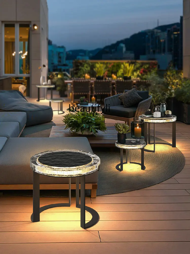 

zq Lamp Solar Outdoor Furniture Table and Chair Lamp Set Villa Garden Lamp Side Table Floor Lamp Outdoor Exposed Table Lamp