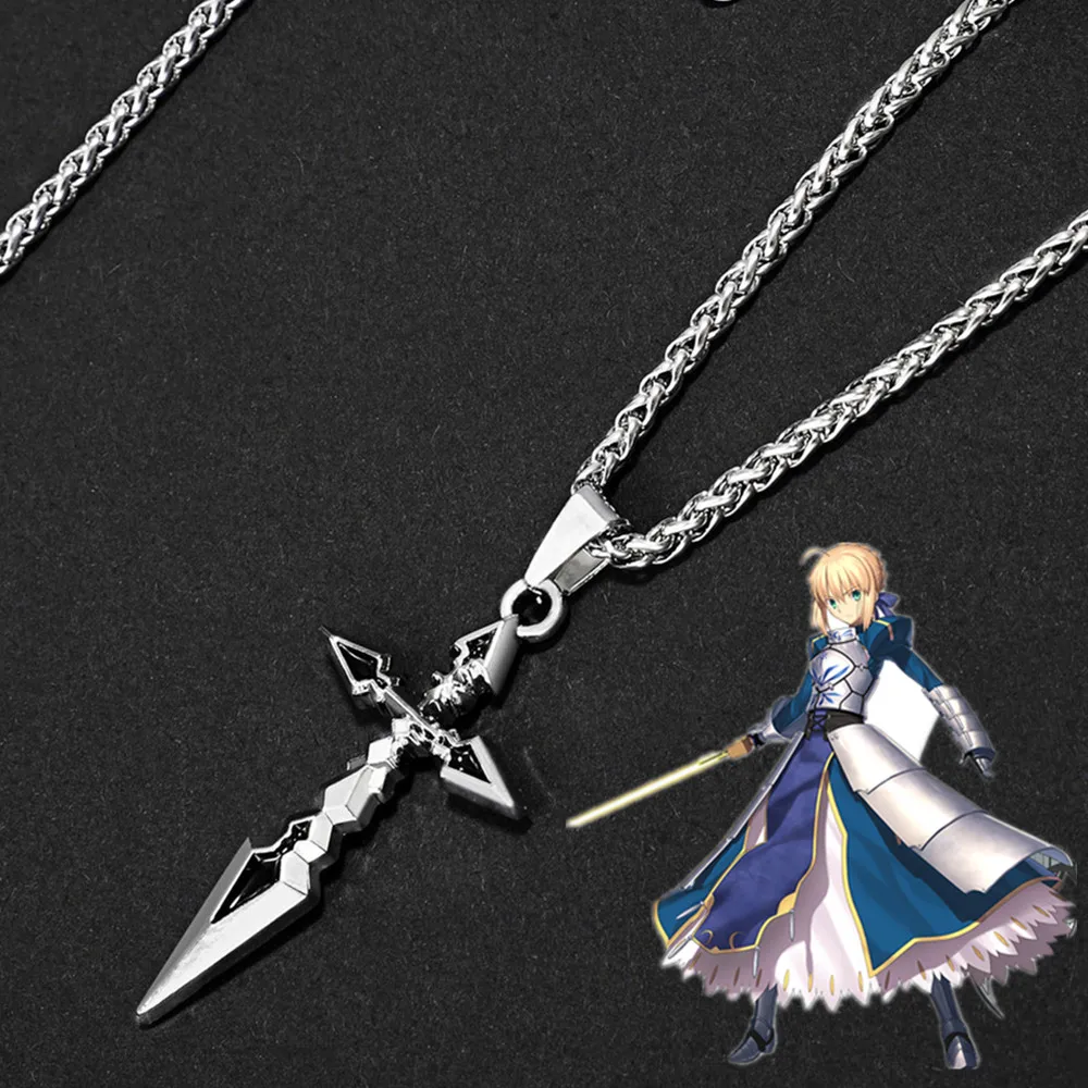 

Anime Fate Stay Night Necklace Cosplay Black Saber Altria Pendragon Metal Chain Pendant Choker Jewelry Accessories Gift