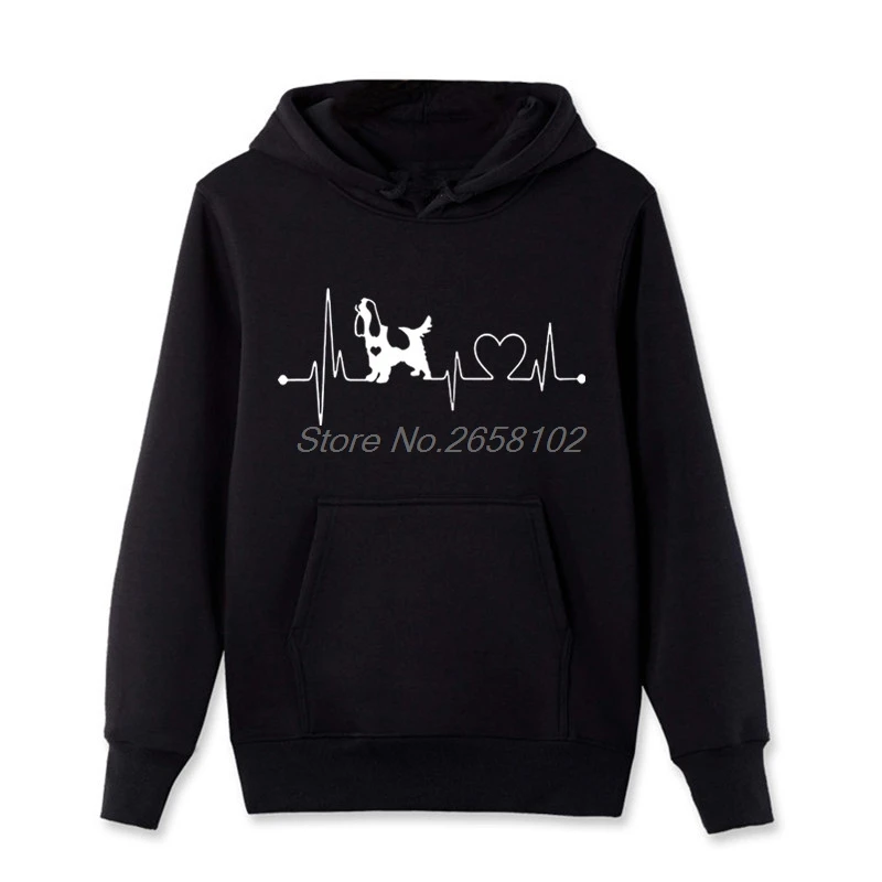 

Spring Autumn Fashion Men Sweatshirtss Heartbeat Cocker Spaniel Dog Funny Sweatshirtss Hip Hop Coat Harajuku Streetwear Fitness