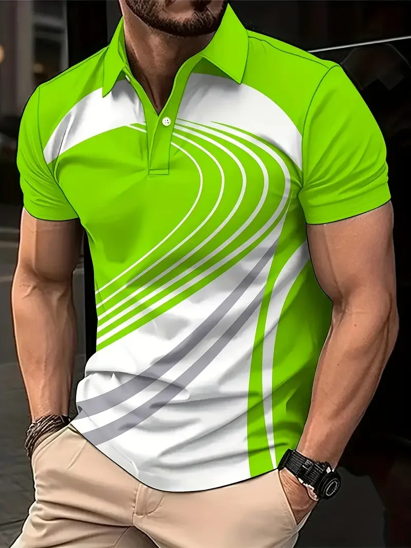 Новая тенденция модная мужская рубашка поло на пуговицах летняя комфортная