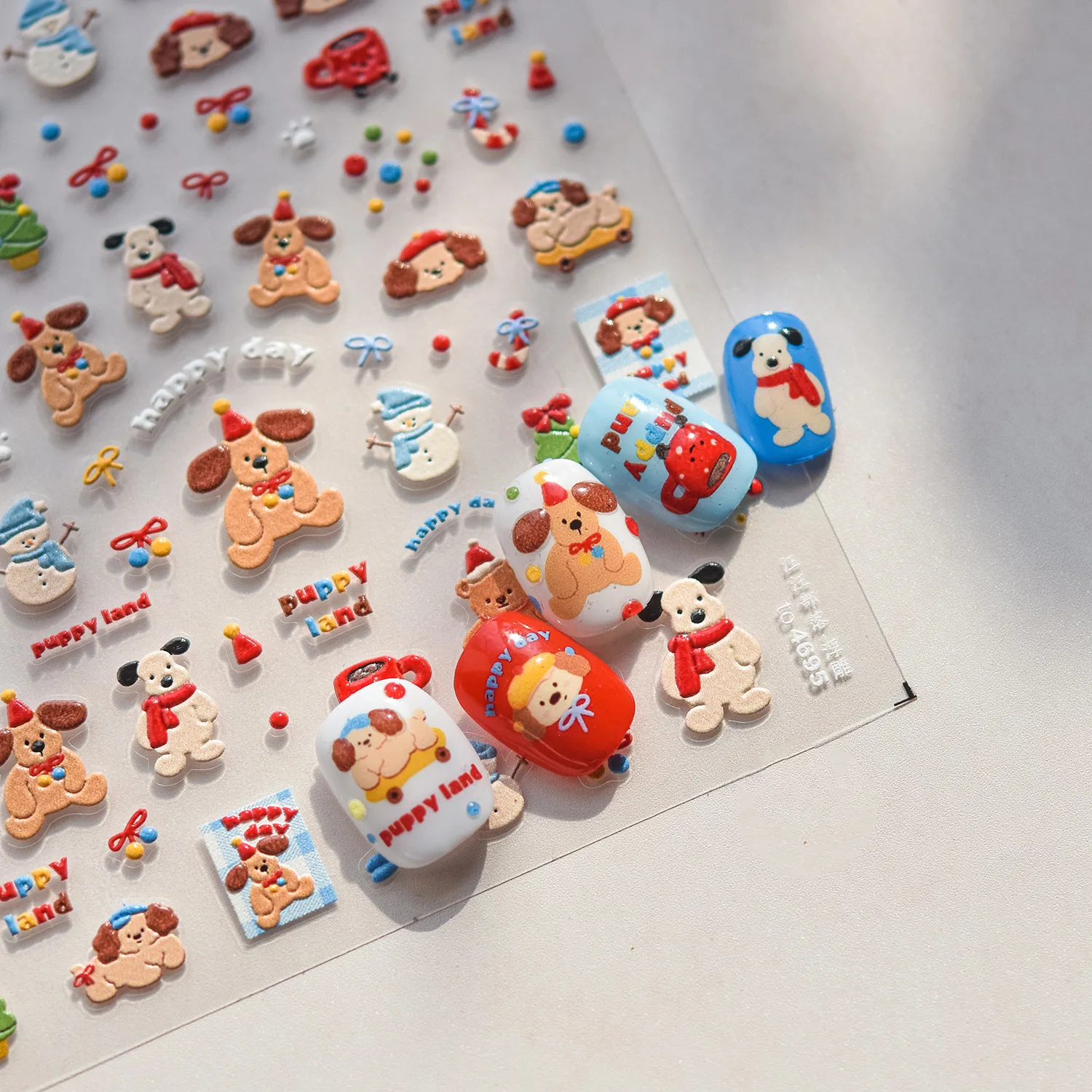 1 шт. 5D рельефные рождественские наклейки для ногтей милый мультяшный плюшевый