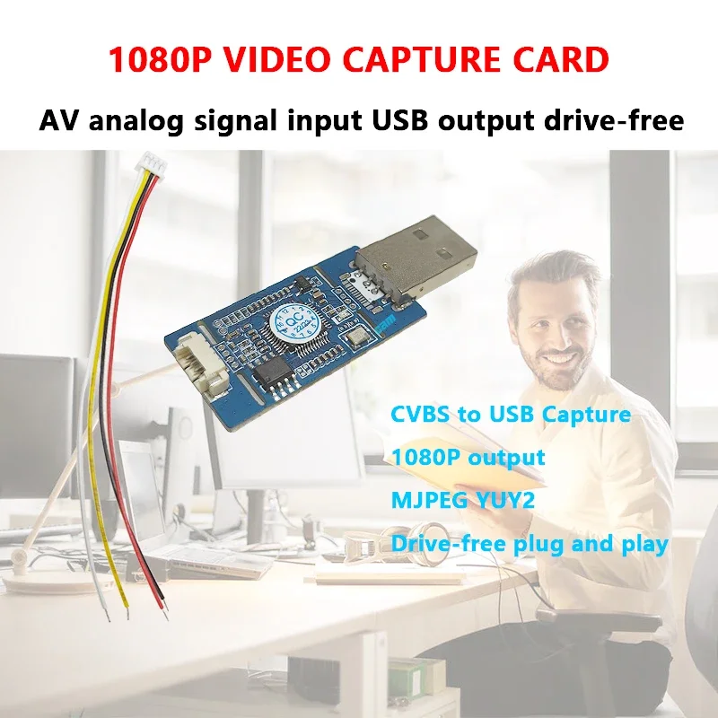 CVBS к USB-захватке AV CVBS Аналоговый сигнал S-VIDEO-сигнал к цифровой плате вывода USBвыходная плата TYPE-C без драйверов 1080P (art.: 3920d408ee797) - 3920d408ee797