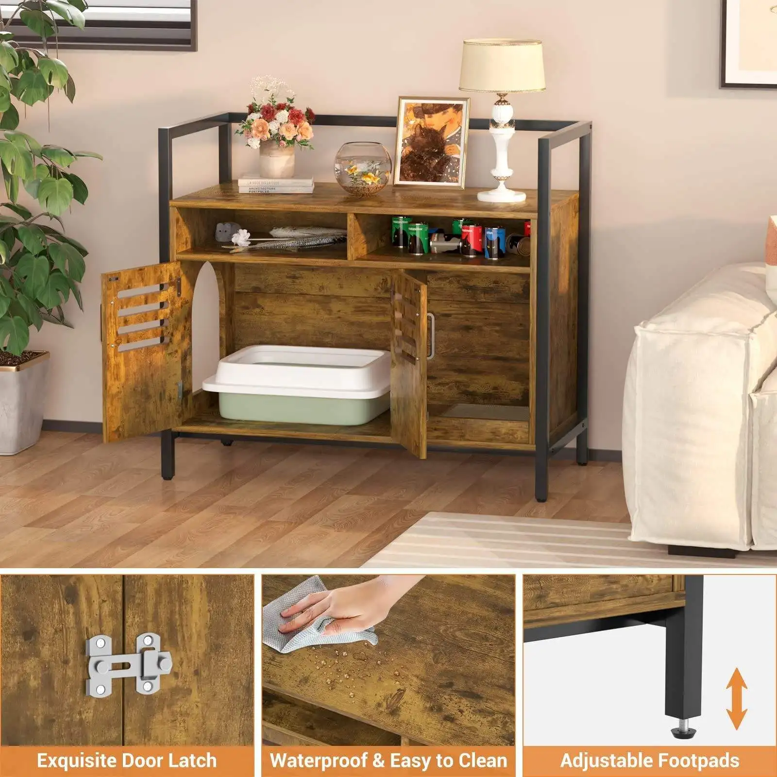 Деревянный шкаф для хранения домашних питомцев в гостиную