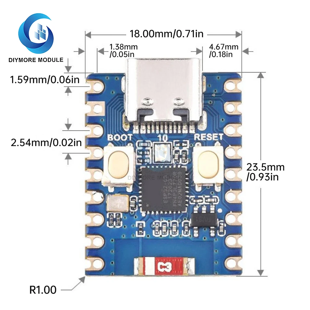 ESP32-C3-Zero Mini WiFi BT 5 макетная плата одноъядерный процессор на основе ESP32-C3FN4