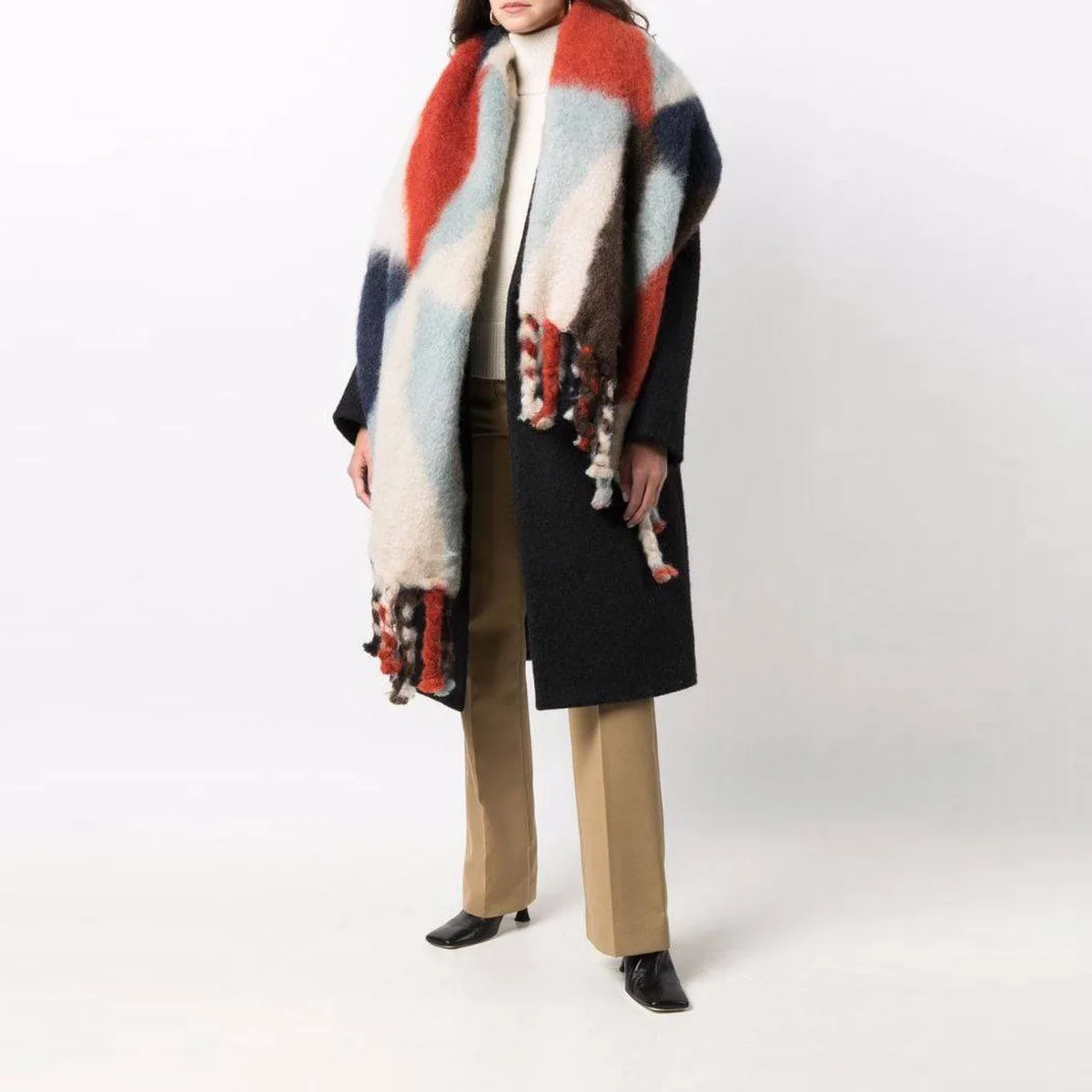 

Geometric Triangle Printing Scarf Hand Woven Tassel Thickened Men's and Women's Shawl Winter Bib