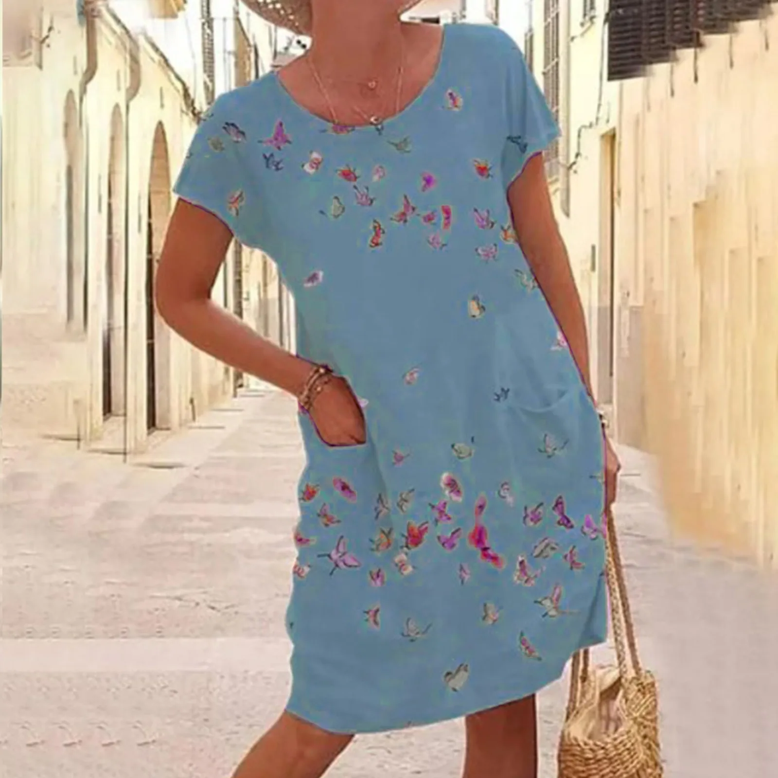 

Женское платье-качели, короткое повседневное летнее платье-майка с коротким рукавом, сексуальное платье с открытой спиной и оборками, женск...