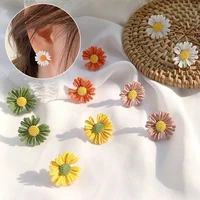 summer daisy stud earrings for women korean style white sun flower sweet statement holiday earrings jewelry new 2022