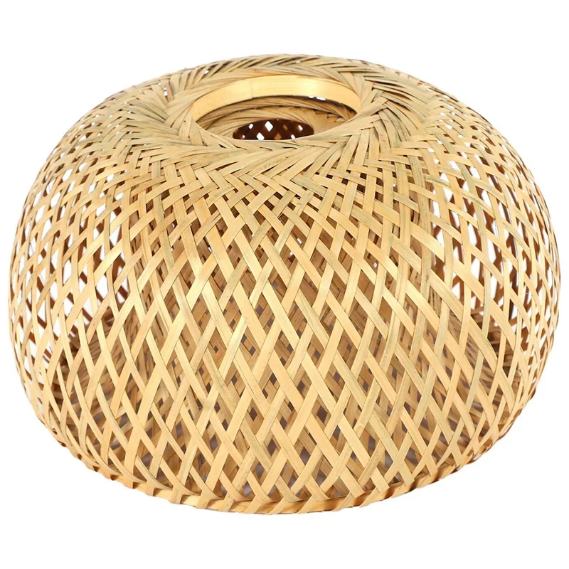 2X Bamboo Wicker Rattan Lampshade Hand-Woven Double Layer Bamboo Dome Lampshade Asian Rustic Japanese Lamp Design images - 6
