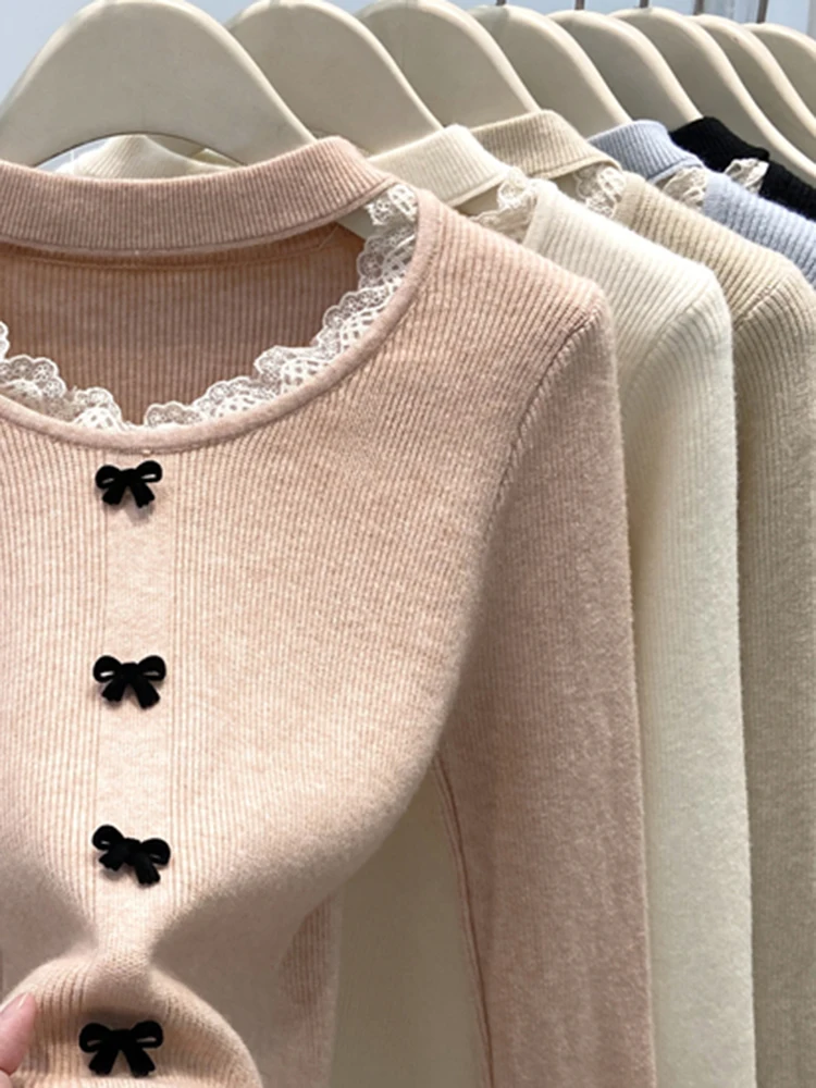 Plus Size Autumn and Winter New Design Hollow-out Hanging Neck Bottoming Shirt Women Korean Sle Idle Thick Soft Glutinous...