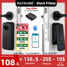 RAYKUBE N1 TT Lock Auto Smart Fingerprint Lock Set with Handle/Door Sensor APP Remote Unlock Easy Install No Punching No Wiring