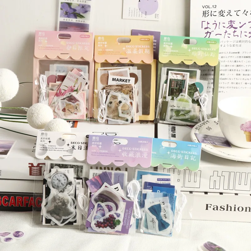 

Etori Life 21pcs Self-adhesive Sticker Set Creative Stationery Decorative Sticker Material Paste Album Ins Style Hand Account