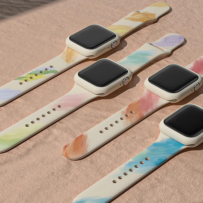 

Silicone Strap for Apple Watch Band 49mm 45mm 44mm 42mm 41mm 38mm Smartwatch Rubber Watchband Bracelet IWatch Series 8 7 6 4 SE