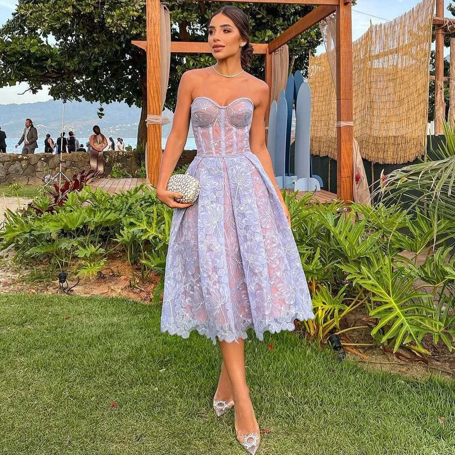

2023 New Dinner Women's Dress Tight Bandeau Dress Sexy Embroidered Lace Dress Elegant Party Dresses for Women 2023