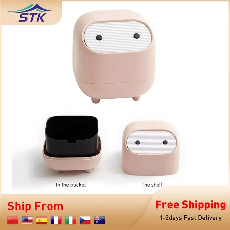 

Mini Desktop Waste Bin Garbage Can Small Press-Type Trash Can with Lid Detachable Desk Storage Dustbin for Home Garbage Office