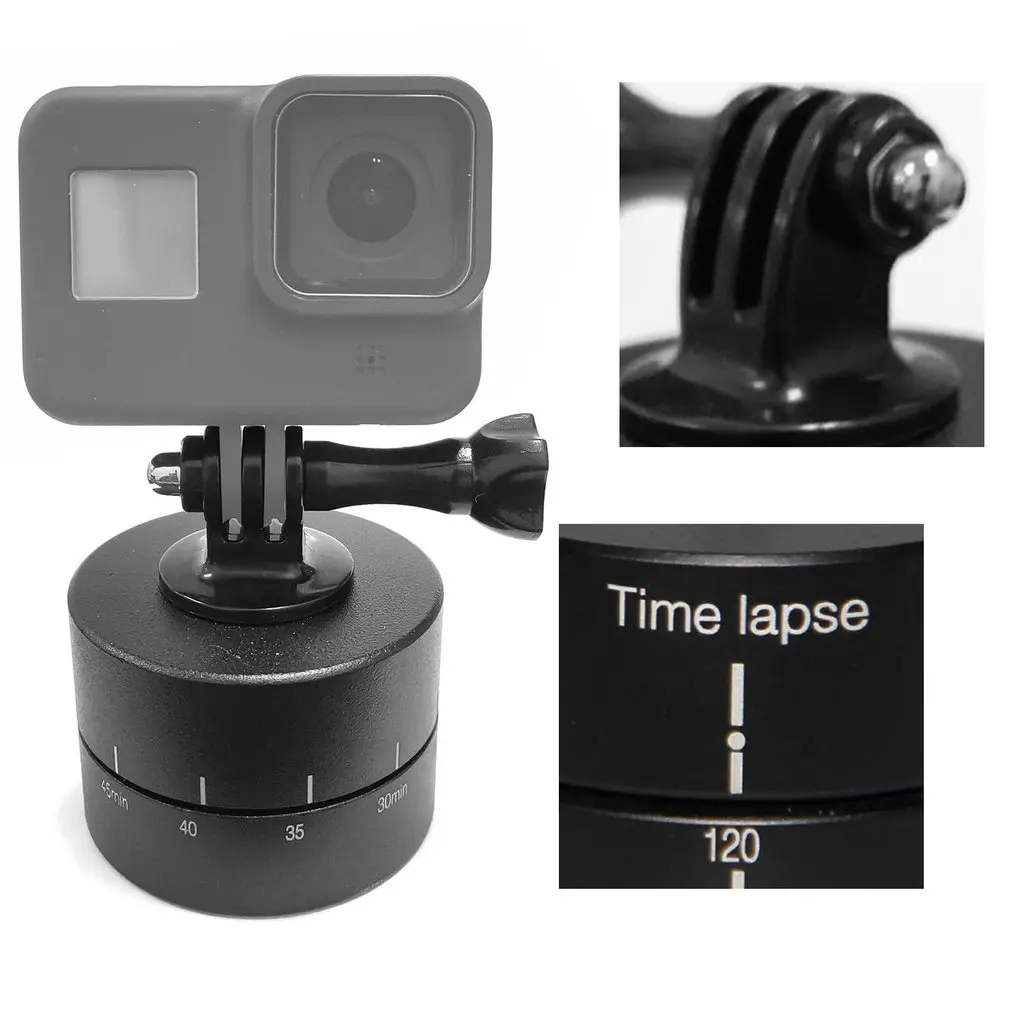 

Time-lapse Gimbal Action Camera 360-degree Rotation 60 Minutes Delay Automatic Rotation Gimbal For Hero/9/8/5 Timer