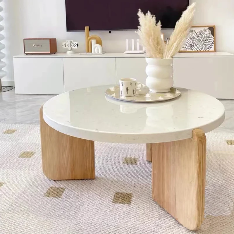 

TLL Nordic Terrazzo Starry Sky round Coffee Table Log Cream Silent Ins Style Coffee Table