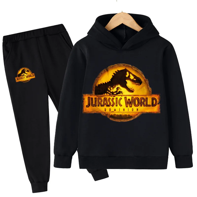 Children's Dinosaur Hoodie + Pants Suit Boy Girl Jurassic World Spring and Autumn Coat Sweatshirt Hoodie Fashion Pullover Suit