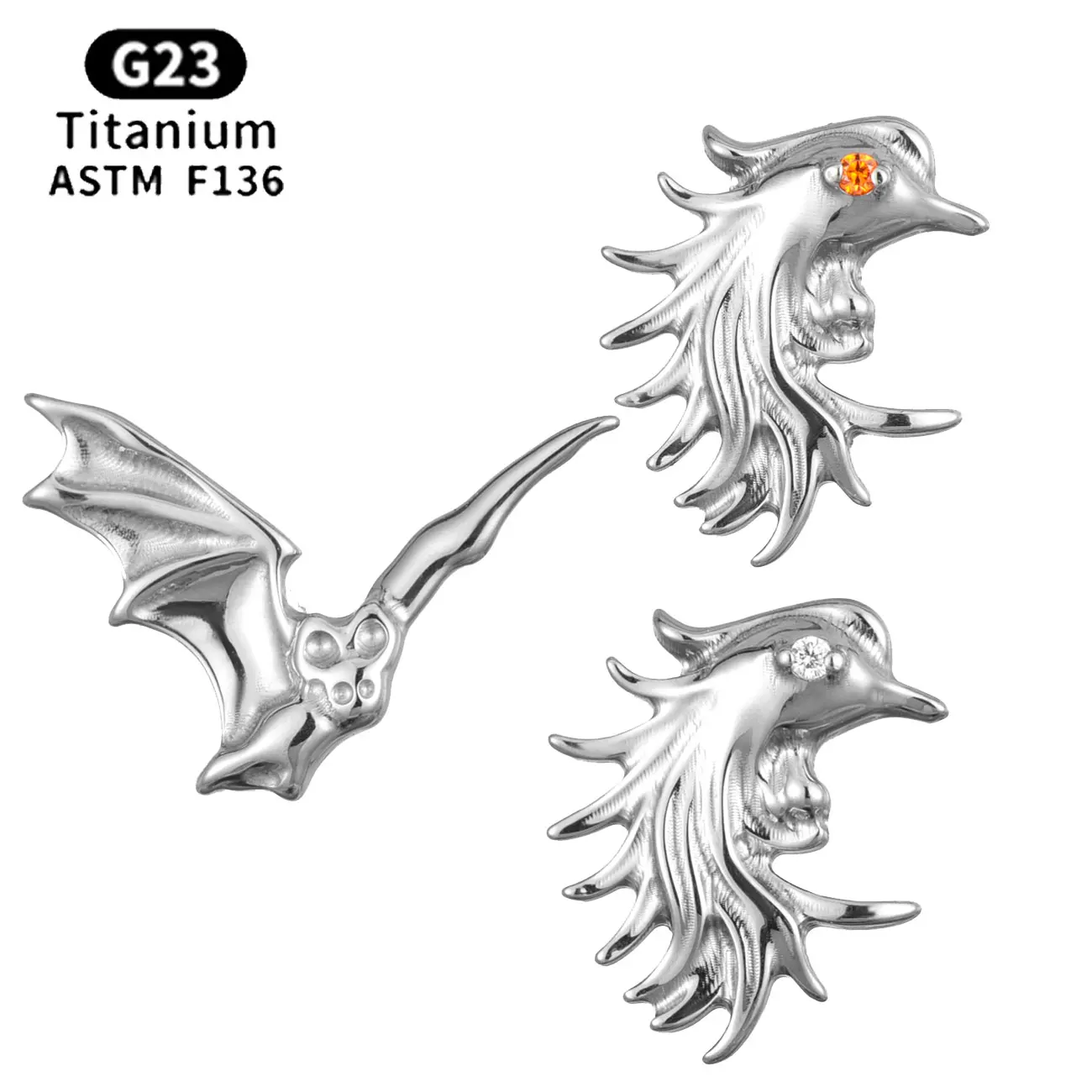 Серьги-гвоздики из титанового сплава шпильки с косточками в виде летающего орла