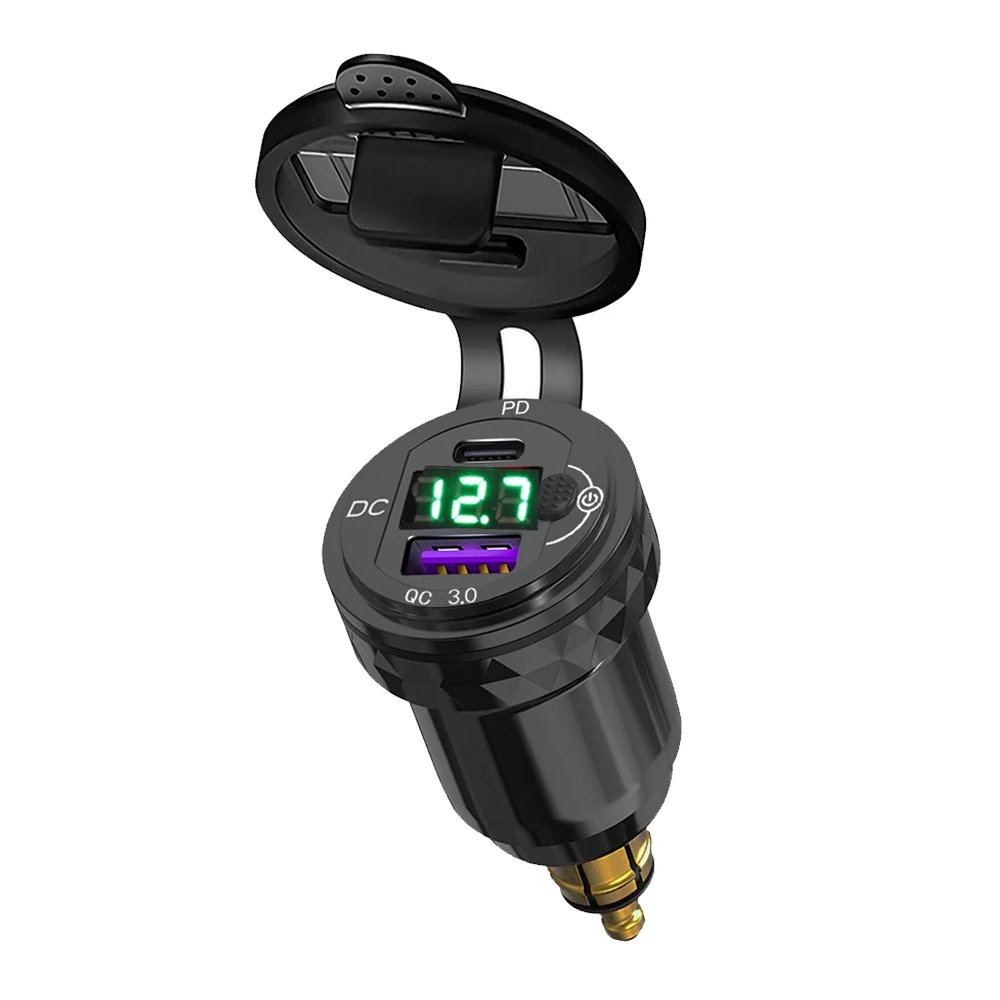 

Мотоциклетный разъем DIN Hella Type C USB-адаптер для быстрого зарядного устройства со светодиодным дисплеем для BMW K1200LT C400GT для Tiger 800 900 1200 для Ducati