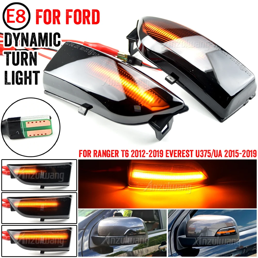 For Ford Everest 15-19 Ranger T6 Raptor Wildtrak LED Dynamic Side Mirror Light Rearview Mirror Light