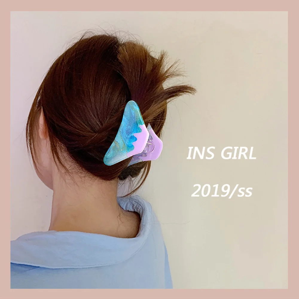 

Korean Acetic Acid Fuji Mountain Women's Grab Clip Gradient Splice Girls' Simple Tail Clip Grab Clip Hair Accessories2023