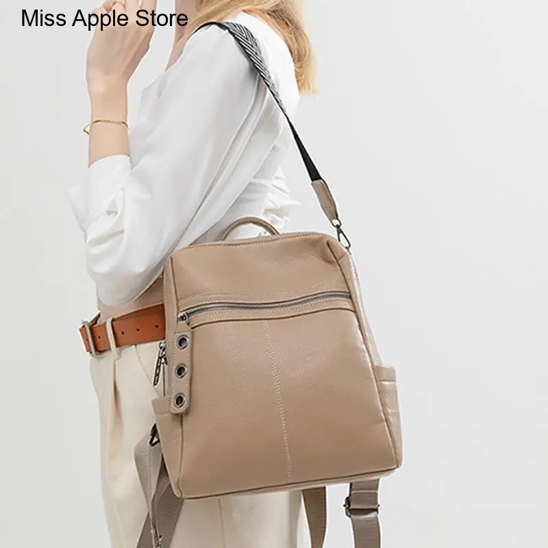 Ladies Travel Bag Backpack for Teenage Girls Leather Backpack Women Solid Color Fashion Wild Trend Casual Large Capacity