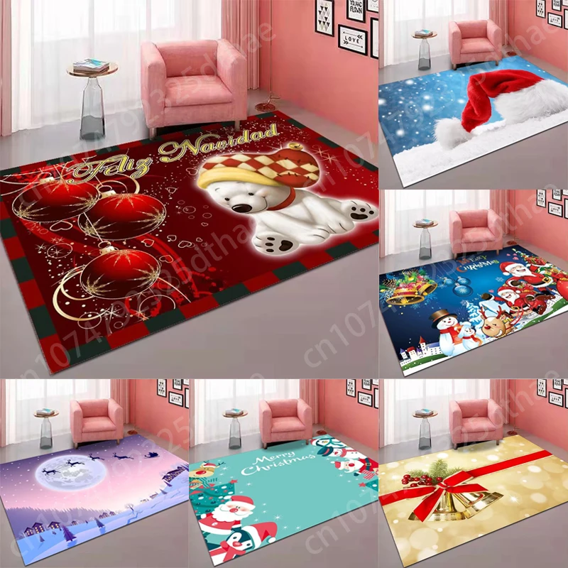 

Cartoon Christmas Carpet Coffee Tables Area Rugs Non Slip Floor Mats Home Living Room Decoration Kids Bedroom Soft Flannel Mat