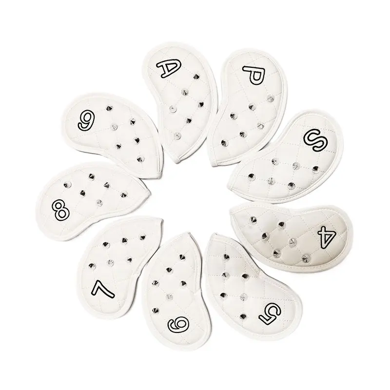 

Golf Irons Headcover Fashionable High Quality PU Clubs Head Protector White Colors 9 Pcs One Set