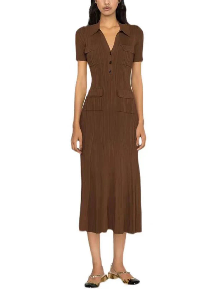 Женское трикотажное платье в полоску Элегантное Длинное Платье-стрейч с