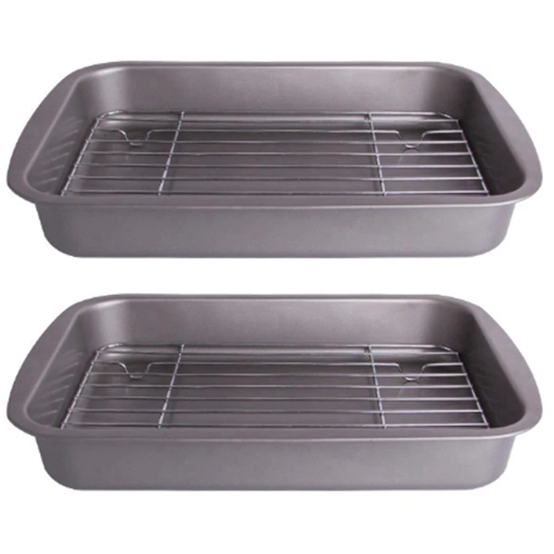 New 2X Baking Tray With Removable Cooling Rack Set Baking Pan Sheet Used For Oven Non Sticky Baking Tray Bread