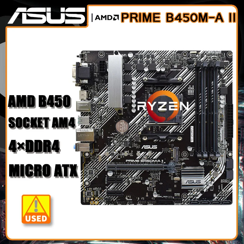 

Материнская плата B450 для Ryzen 5 5600, Материнская плата ASUS PRIME B450M-A II DDR4 128 ГБ SATA III PCI-E 3,0 M.2 USB3.2 HDMI Micro A
