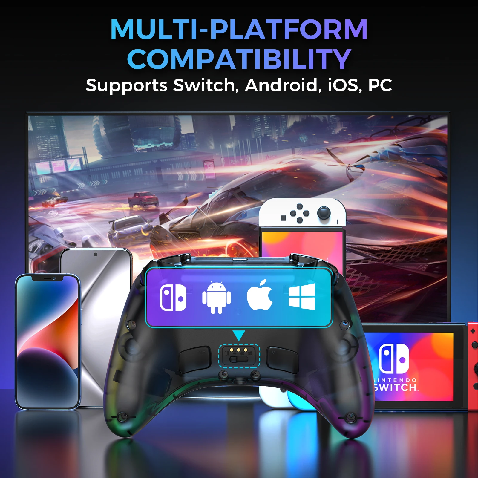 IINE Hecate Прозрачный черный беспроводной контроллер с зарядной док-станцией