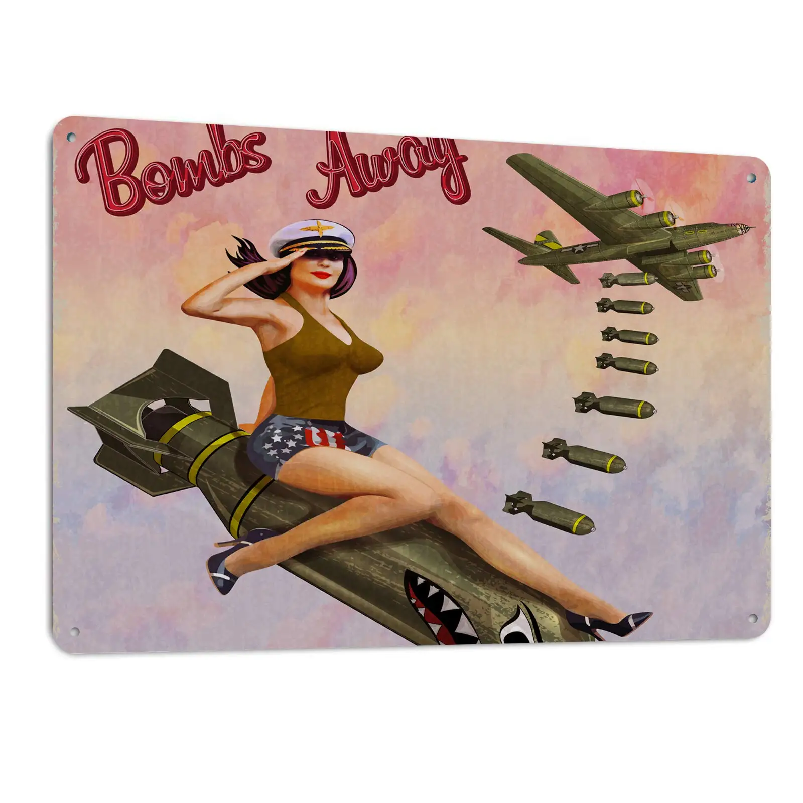 Оловянные знаки Swono с бомбами для девушек в стиле ретро пристегивающаяся девушка