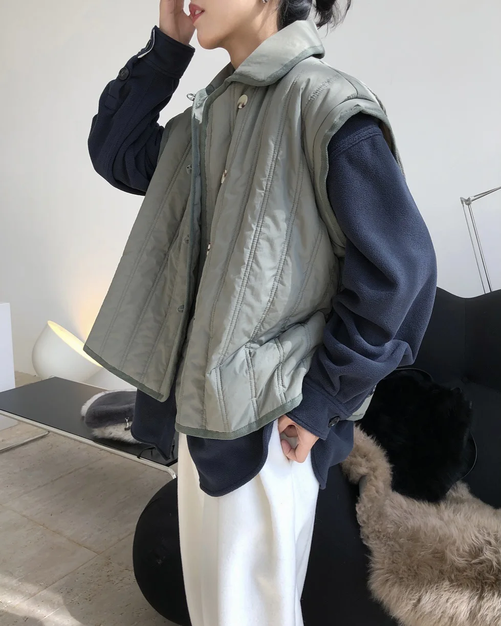 2022 Winter New Fashion Quality Design Lapel Cotton Jacket with Buckles Loose Warm and Comfortable Cotton Jacket Women's Thick